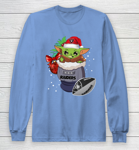 Oakland Raiders Christmas Baby Yoda Star Wars Funny Happy NFL Long Sleeve T-Shirt 11