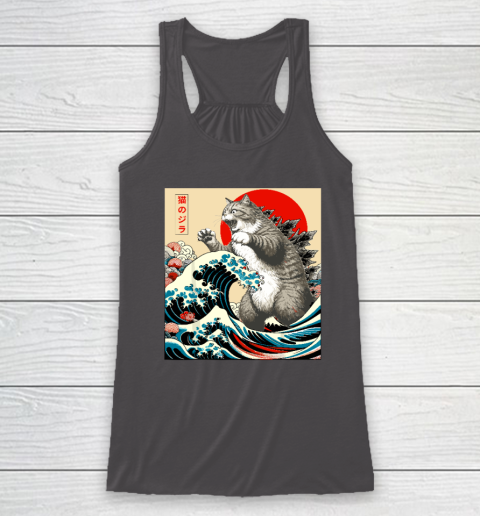 Catzilla Cat Japanese Art Funny Cat Racerback Tank 6
