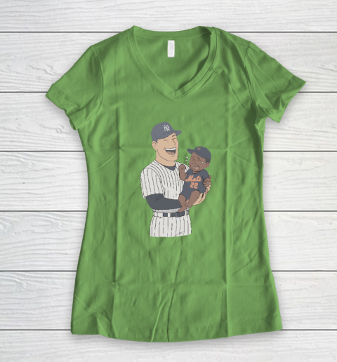 Yankees Holding Crying Mets Baby Women's V-Neck T-Shirt 4