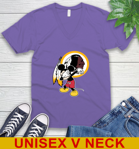 Washington Redskins NFL Football Dabbing Mickey Disney Sports V-Neck T-Shirt 9