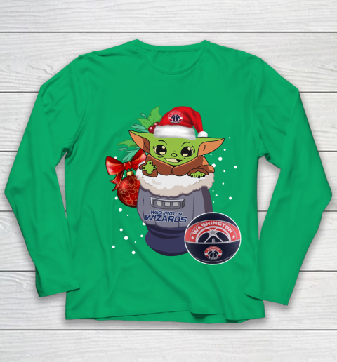 Washington Wizards Christmas Baby Yoda Star Wars Funny Happy NBA Youth Long Sleeve 6