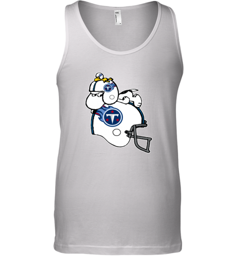 Snoopy And Woodstock Resting On Tennessee Titans Helmet ytnc snoopy and woodstock resting on tennessee titans helmet unisex tank 17 front white
