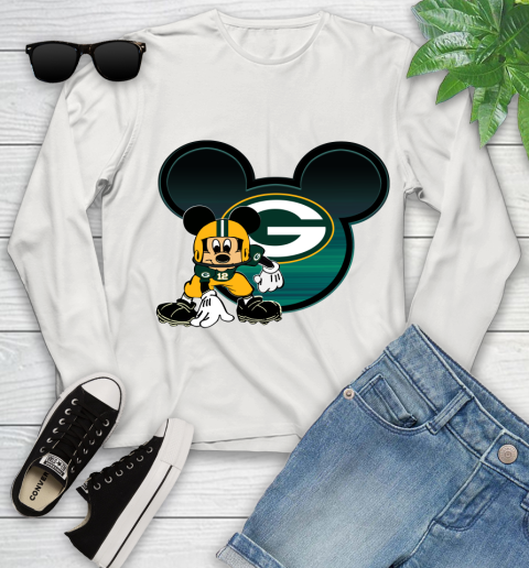 NFL Green Bay Packers Mickey Mouse Disney Football T Shirt Youth Long Sleeve 12