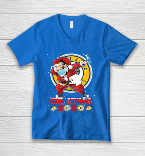 Indiana Pacers Funny Santa Claus Dabbing Christmas 2020 NBA V-Neck T-Shirt 5