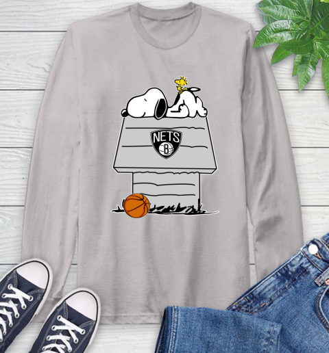 Brooklyn Nets NBA Basketball Snoopy Woodstock The Peanuts Movie Long Sleeve T-Shirt 12