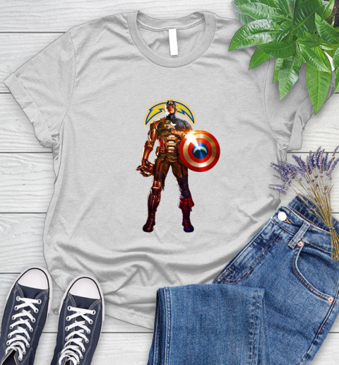 NFL Captain America Marvel Avengers Endgame Football Sports Los Angeles Chargers Women's T-Shirt