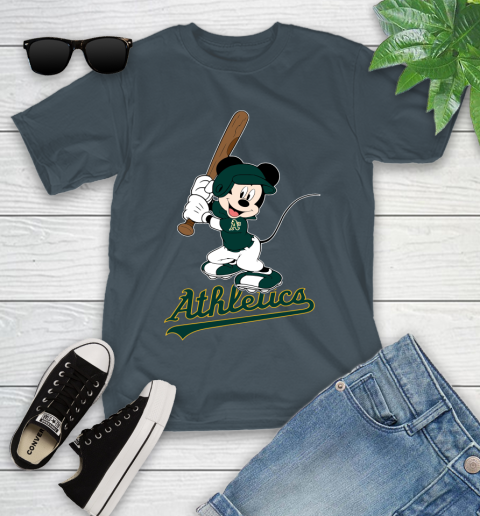 MLB Baseball Oakland Athletics Cheerful Mickey Mouse Shirt Youth T-Shirt 8