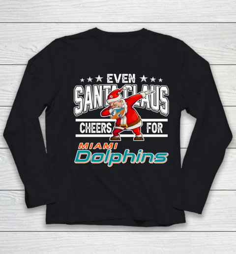 Miami Dolphins Even Santa Claus Cheers For Christmas NFL Youth Long Sleeve