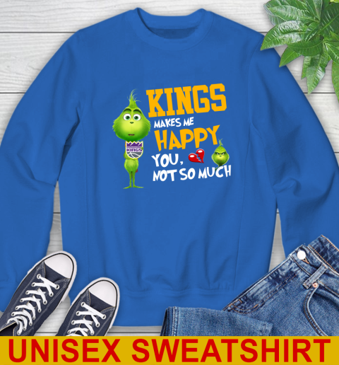 NBA Sacramento Kings Makes Me Happy You Not So Much Grinch Basketball Sports Sweatshirt 11