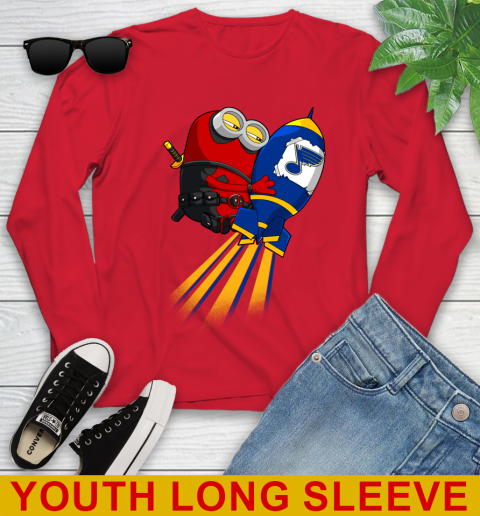NHL Hockey St.Louis Blues Deadpool Minion Marvel Shirt Youth Long Sleeve 11