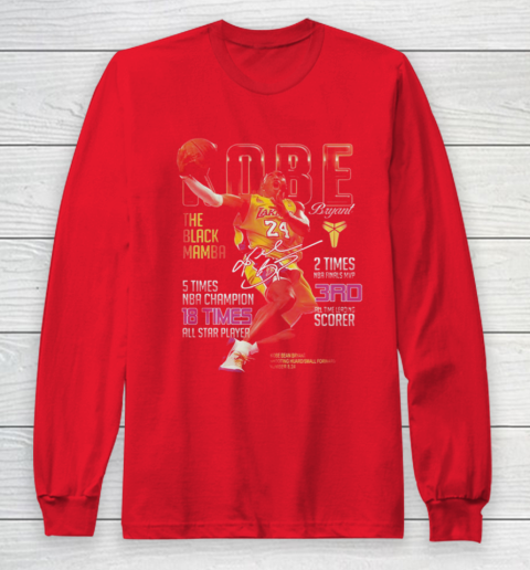 Kobe Bryant The Black Mamba 5 Times NBA Champions Signatures Long Sleeve T-Shirt 7