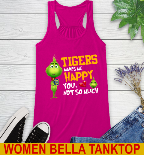 MLB Detroit Tigers Makes Me Happy You Not So Much Grinch Baseball Sports Racerback Tank 6