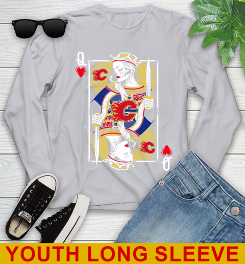 NHL Hockey Calgary Flames The Queen Of Hearts Card Shirt Youth Long Sleeve 5