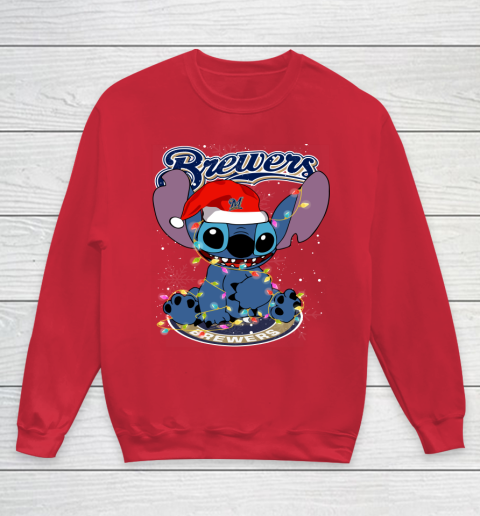 Milwaukee Brewers MLB noel stitch Baseball Christmas Youth Sweatshirt 4
