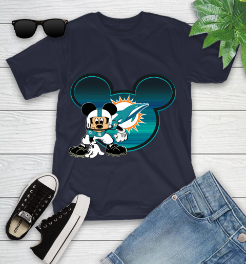 NFL Miami Dolphins Mickey Mouse Disney Football T Shirt Youth T-Shirt 3