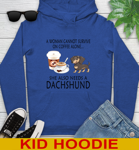 Women cannot survive on coffee alone she also need a DACHSHUND tshirt 117