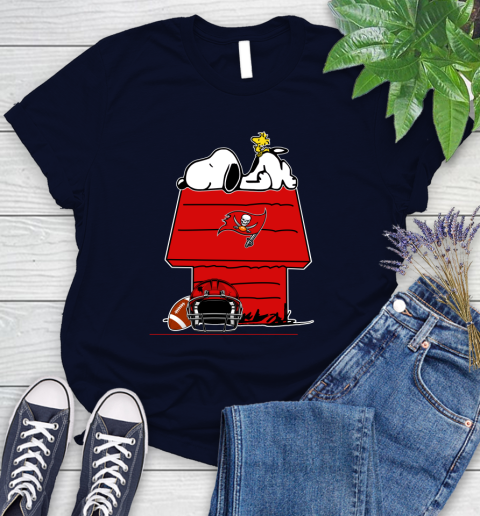 Tampa Bay Buccaneers NFL Football Snoopy Woodstock The Peanuts Movie Women's T-Shirt 3