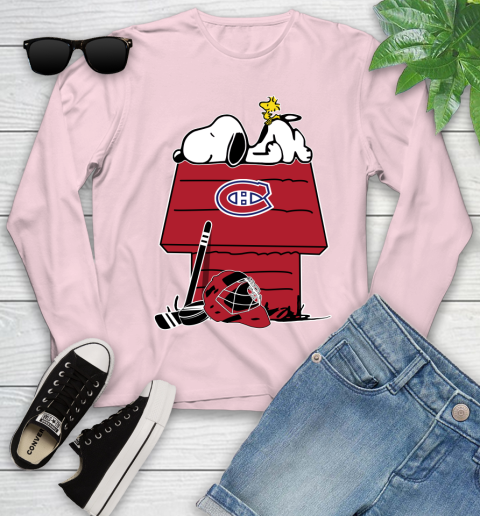 Montreal Canadiens NHL Hockey Snoopy Woodstock The Peanuts Movie Youth Long Sleeve 10