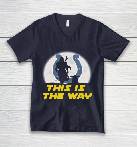Indianapolis Colts NFL Football Star Wars Yoda And Mandalorian This Is The Way V-Neck T-Shirt 2