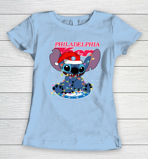 Philadelphia 76ers NBA noel stitch Basketball Christmas Women's T-Shirt 4