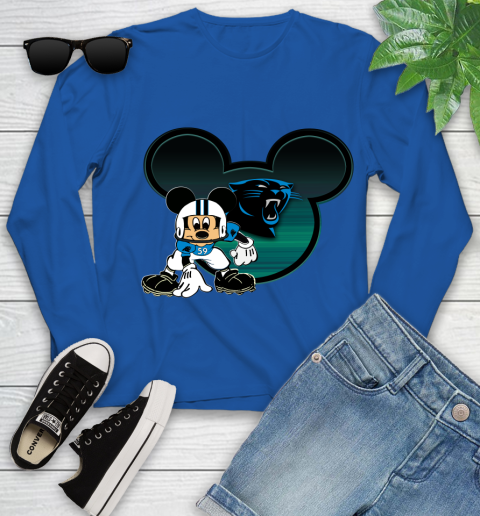 NFL Carolina Panthers Mickey Mouse Disney Football T Shirt Youth Long Sleeve 9