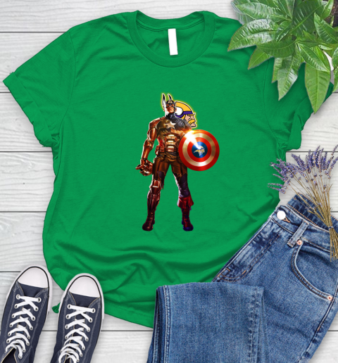 NFL Captain America Marvel Avengers Endgame Football Sports Minnesota Vikings Women's T-Shirt 6