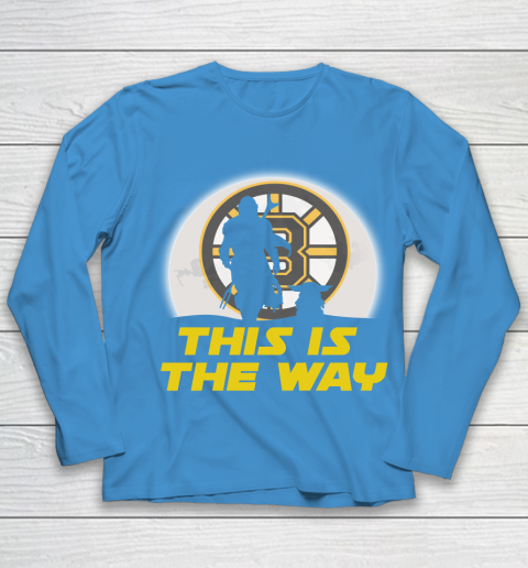 Boston Bruins NHL Ice Hockey Star Wars Yoda And Mandalorian This Is The Way Youth Long Sleeve 5