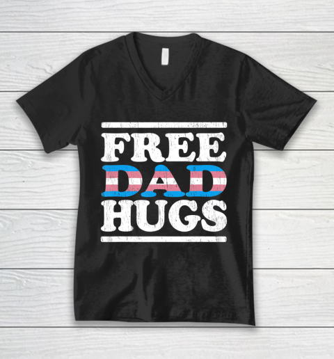 Father gift shirt Rainbow transgender LGBT Pride shirt Vintage Free Dad Hugs T Shirt V-Neck T-Shirt