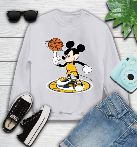 NBA Basketball Indiana Pacers Cheerful Mickey Disney Shirt Youth Sweatshirt 4