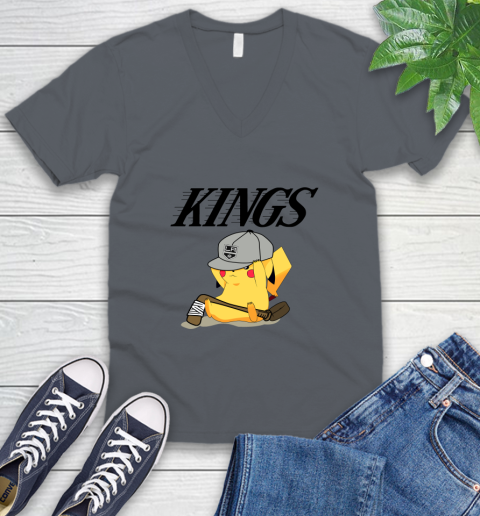 NHL Pikachu Hockey Sports Los Angeles Kings V-Neck T-Shirt 5