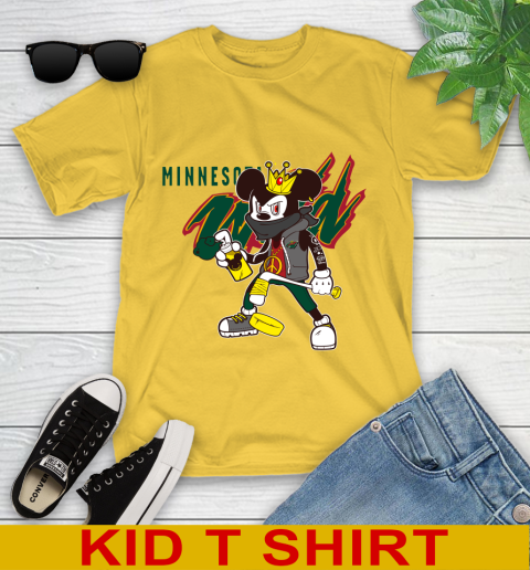 Minnesota Wild NHL Hockey Mickey Peace Sign Sports Youth T-Shirt 8