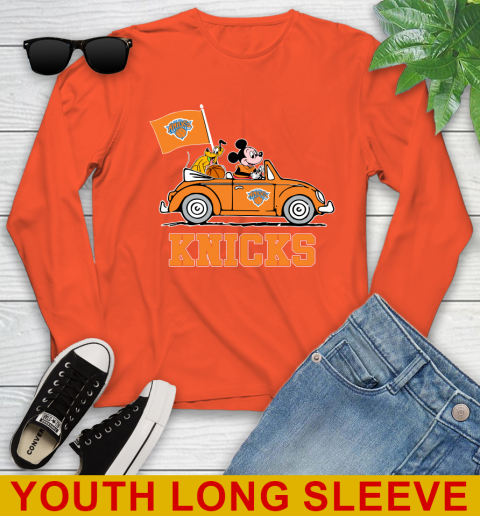 NBA Basketball New York Knicks Pluto Mickey Driving Disney Shirt Youth Long Sleeve 4