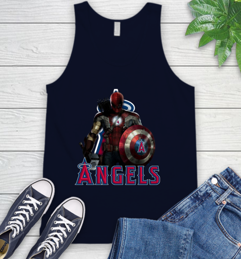 MLB Captain America Thor Spider Man Hawkeye Avengers Endgame Baseball Los Angeles Angels Tank Top 3