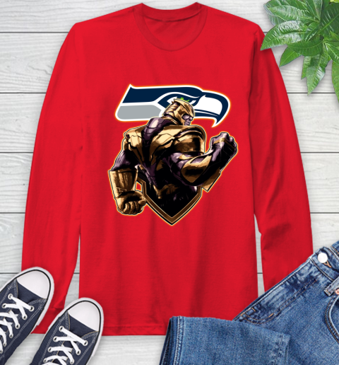 NFL Thanos Avengers Endgame Football Sports Seattle Seahawks Long Sleeve T-Shirt 10