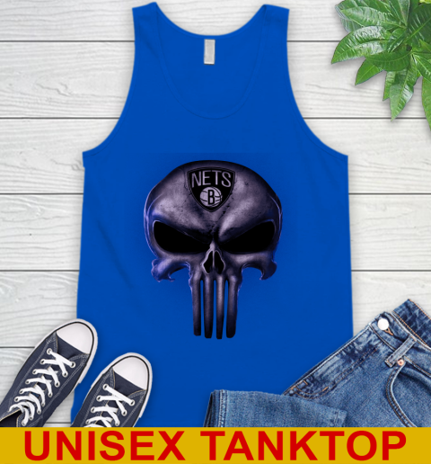 Brooklyn Nets NBA Basketball Punisher Skull Sports Tank Top 4