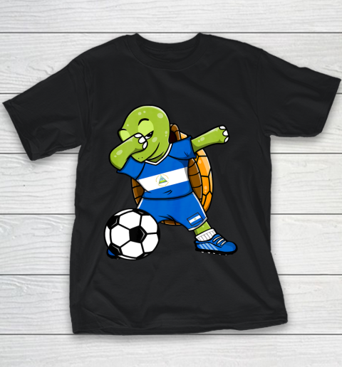 Dabbing Turtle Nicaragua Soccer Fans Jersey Flag Football Youth T-Shirt