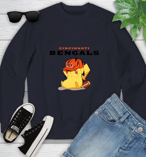 NFL Pikachu Football Sports Cincinnati Bengals Youth Sweatshirt 3