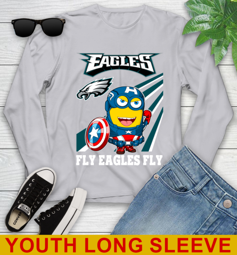 NFL Football Philadelphia Eagles Captain America Marvel Avengers Minion Shirt Youth Long Sleeve 5