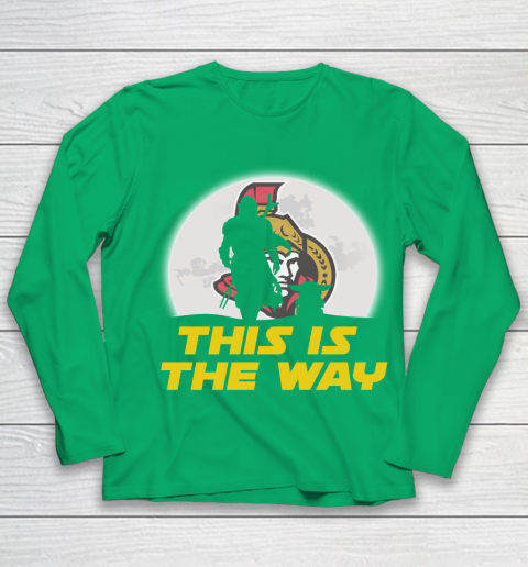Ottawa Senators NHL Ice Hockey Star Wars Yoda And Mandalorian This Is The Way Youth Long Sleeve 4