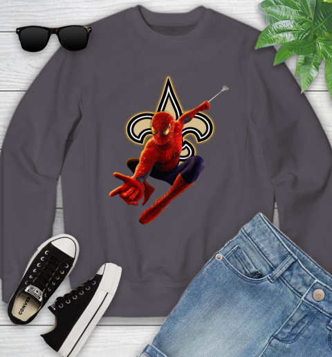 NFL Spider Man Avengers Endgame Football New Orleans Saints Youth Sweatshirt 6