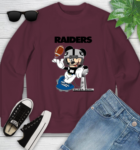 NFL Oakland Raiders Mickey Mouse Disney Super Bowl Football T Shirt Youth Sweatshirt 5