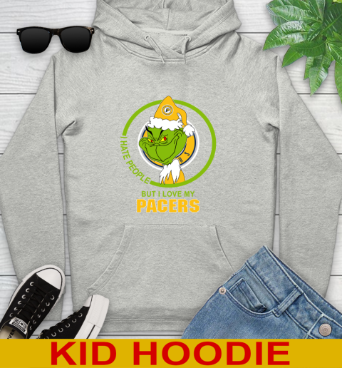 Indiana Pacers NBA Christmas Grinch I Hate People But I Love My Favorite Basketball Team Youth Hoodie