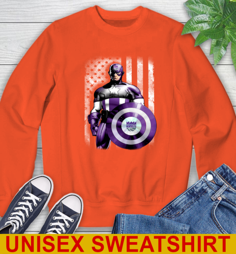 Sacramento Kings NBA Basketball Captain America Marvel Avengers American Flag Shirt Sweatshirt 3