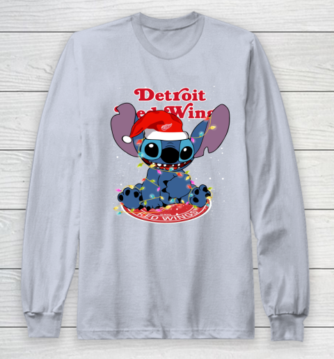 Detroit Red Wings NHL Hockey noel stitch Christmas Long Sleeve T-Shirt 4