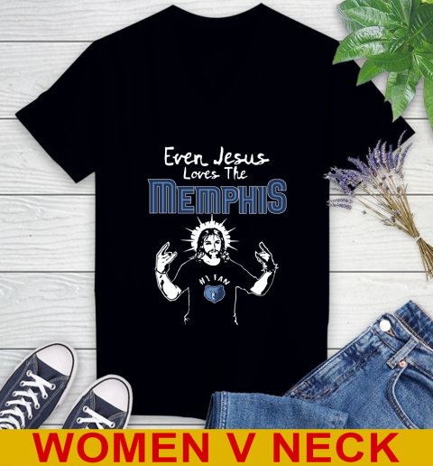 Memphis Grizzlies NBA Basketball Even Jesus Loves The Memphis Shirt Women's V-Neck T-Shirt