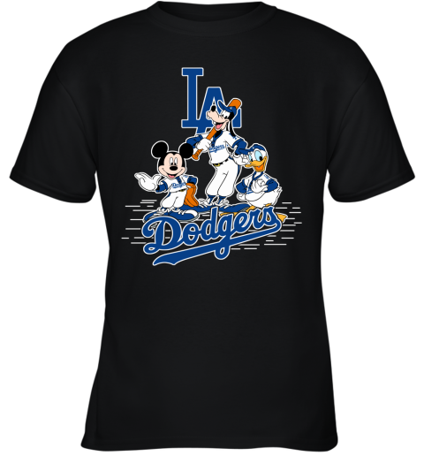 Los Angeles Dodgers MLB Baseball Mickey Rock Hand Disney V-Neck T-Shirt