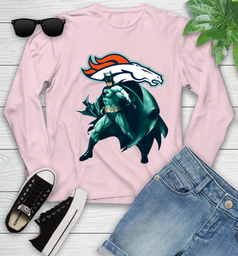 NFL Batman Football Sports Denver Broncos Youth Long Sleeve 10