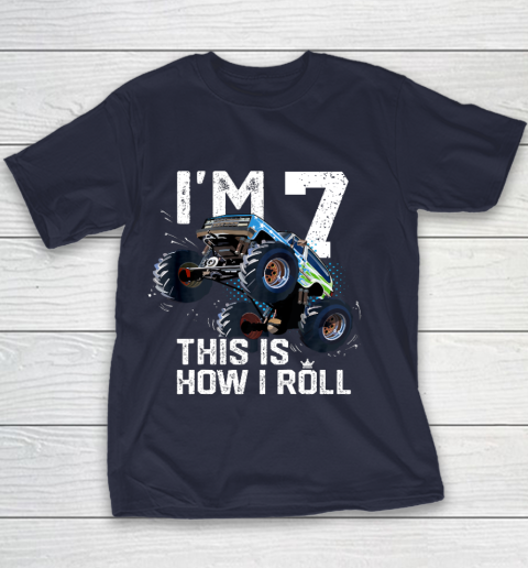 Kids I'm 7 This is How I Roll Monster Truck 7th Birthday Boy Gift 7 Year Old Youth T-Shirt 2