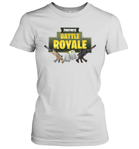p2vm fortnite battle royale logo with assault rifle shirts ladies t shirt 20 front white