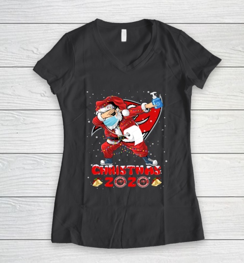 Tampa Bay Buccaneers Funny Santa Claus Dabbing Christmas 2020 NFL Women's V-Neck T-Shirt 6